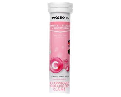WATSONS GENERICS Vitamin C + Vitamin E + Glutathione Effervescent Tablet 10s 2500mg - Debsline.co  - vitamins & food supplement 