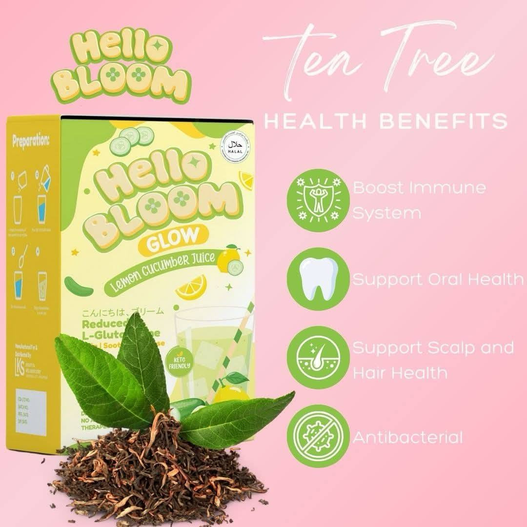 Hello Bloom Gleam, Glow Glam Beauty & Weight Management Drink Powdered Mix 10 Sachets in a Box glow lemon cucumber debsline.co