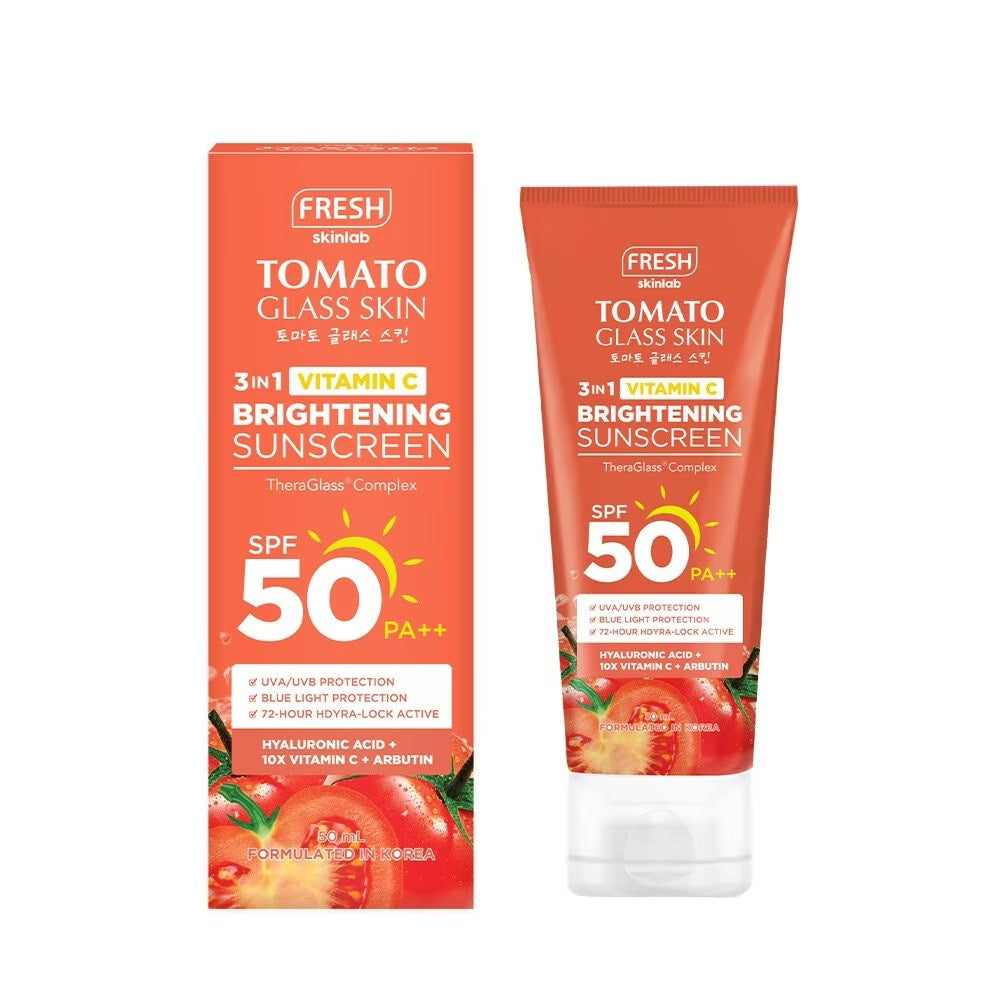 Fresh Skinlab Tomato Glass Skin Brightening Sunscreen SPF50 50ml debsline.co