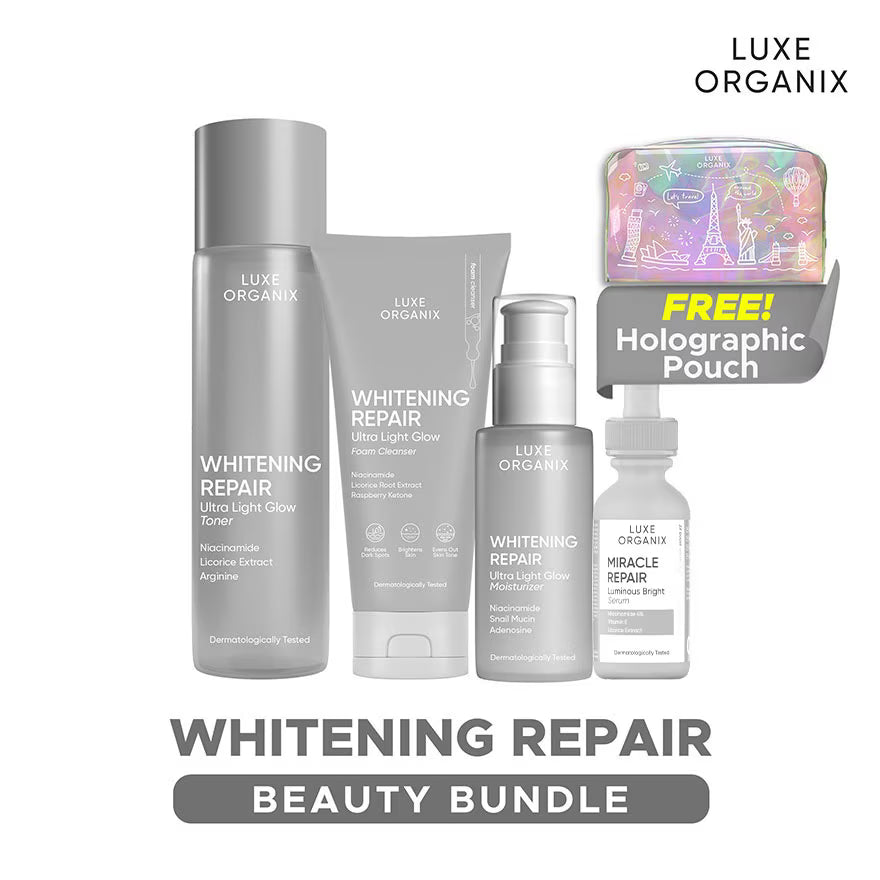 Luxe Organix Brightening Repair 4-Step Skincare Set — Cleanser, Toner, Moisturiser and Serum with Niacinamide and Licorice Extract
