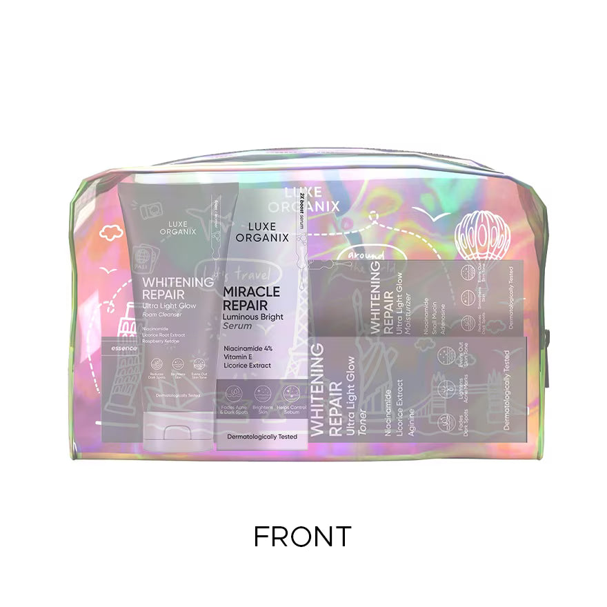 Luxe Organix Brightening Repair Cleanser and Toner bottles — Korean skincare set for even skin tone and radiant complexio