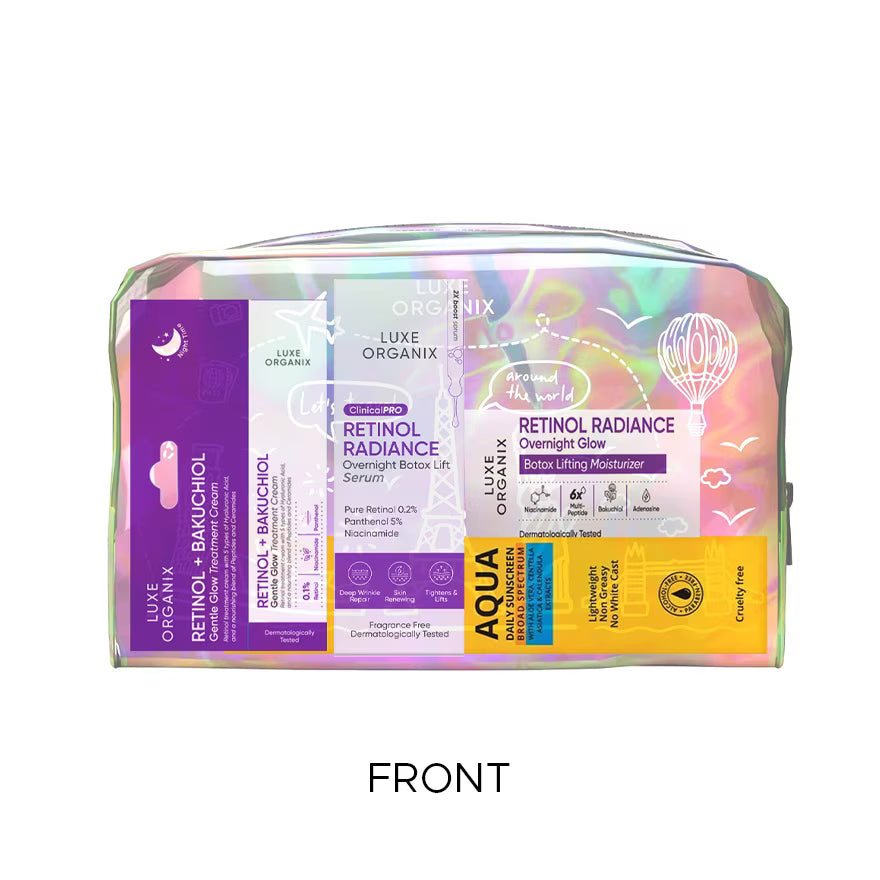 Luxury skincare product packaging with colorful design on a white background