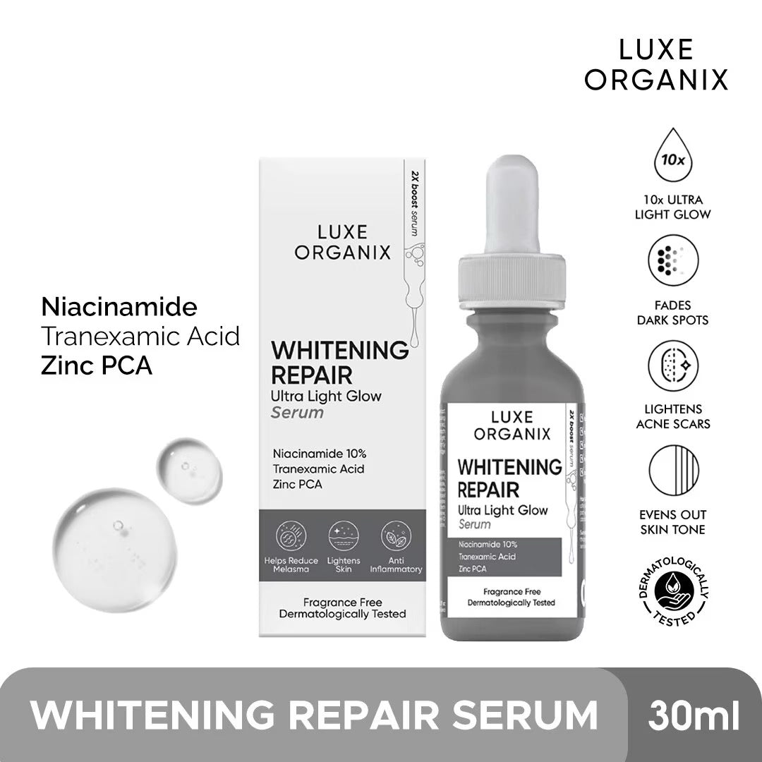 LUXE ORGANIX Whitening Repair Ultralight Glow Serum 30ml hyperpigmentation blemishes oil control solution debsline.co