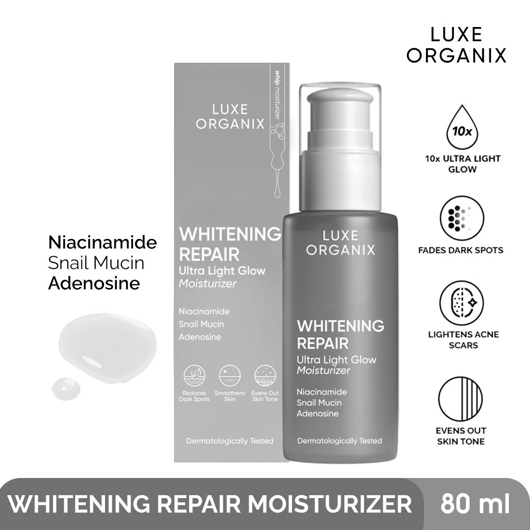 Luxe Organix Whitening Repair Ultra Light Glow Moisturizer 80ml- hyperpigmentation, blemishes Debsline.co