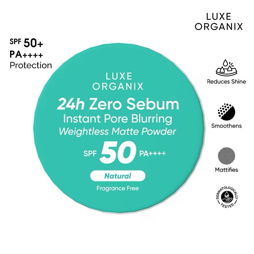 Luxe Organix Zero Sebum Instant Pore Blurring Matte Powder SPF50- 24h 15g - Debsline.co  - Face Powder 