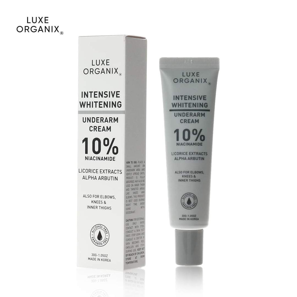 Luxe Organix Intensive Whitening Underarm Cream packaging on a white background