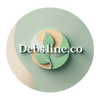 Logo with leaves and 'Debsline.co' text on a green and beige background