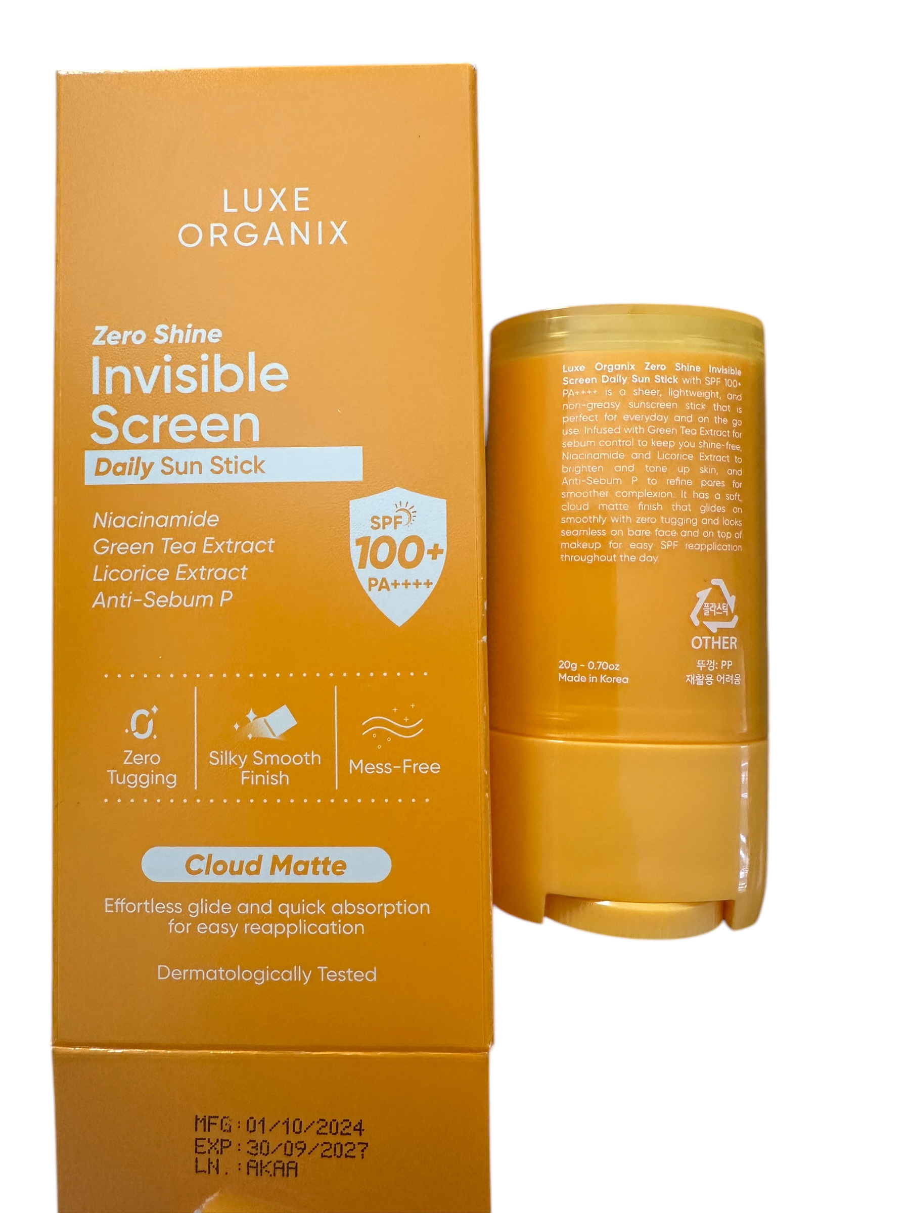 LUXE ORGANIX LUXE ORGANIX Zero Shine Invisible Screen Daily Sun Stick SPF100 17g-Debsline.co