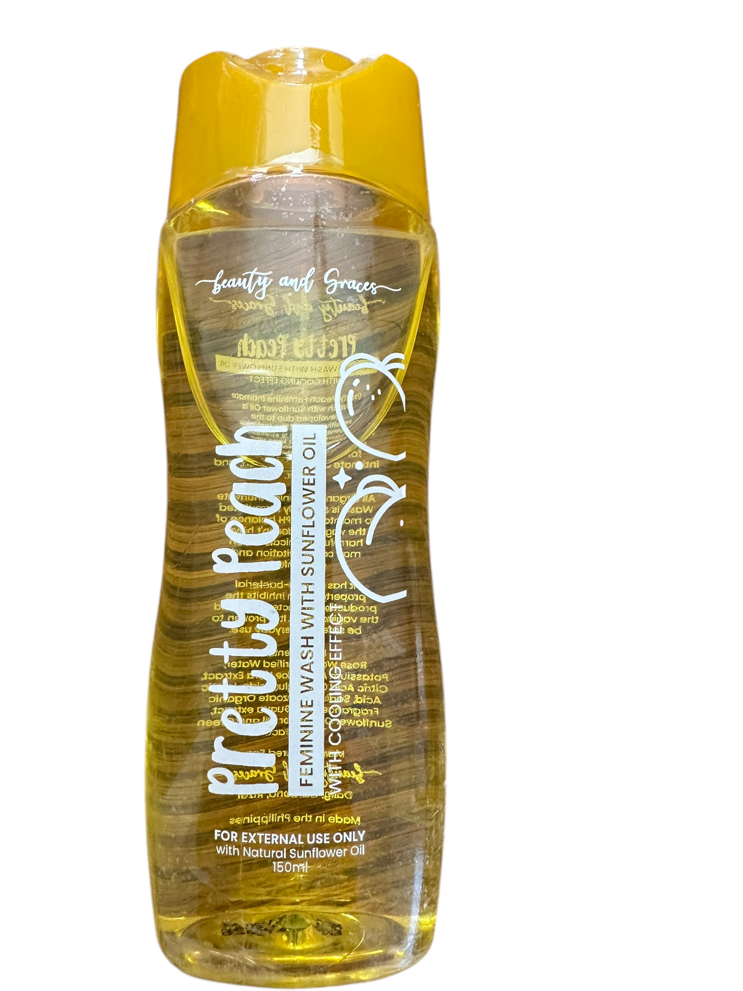 Pretty Peach Feminine Wash 150ml with Sunflower Oil with Cooling Effects Brightening Hydrating Organic