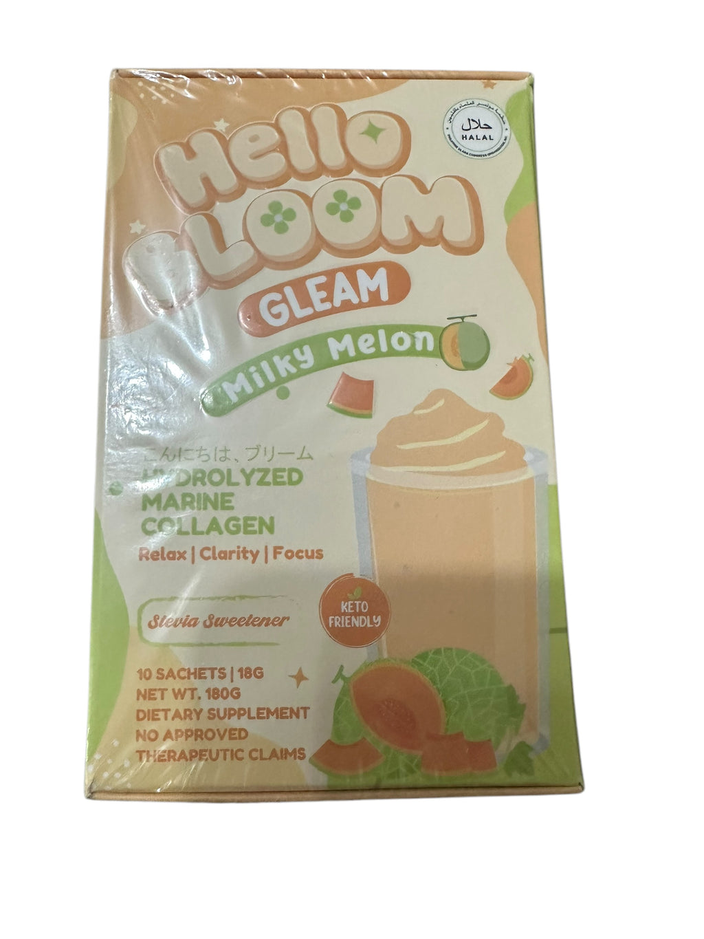 Hello Bloom Gleam, Glow Glam Beauty & Weight Management Drink Powdered Mix 10 Sachets in a Box Gleam Milky melon debsline.co