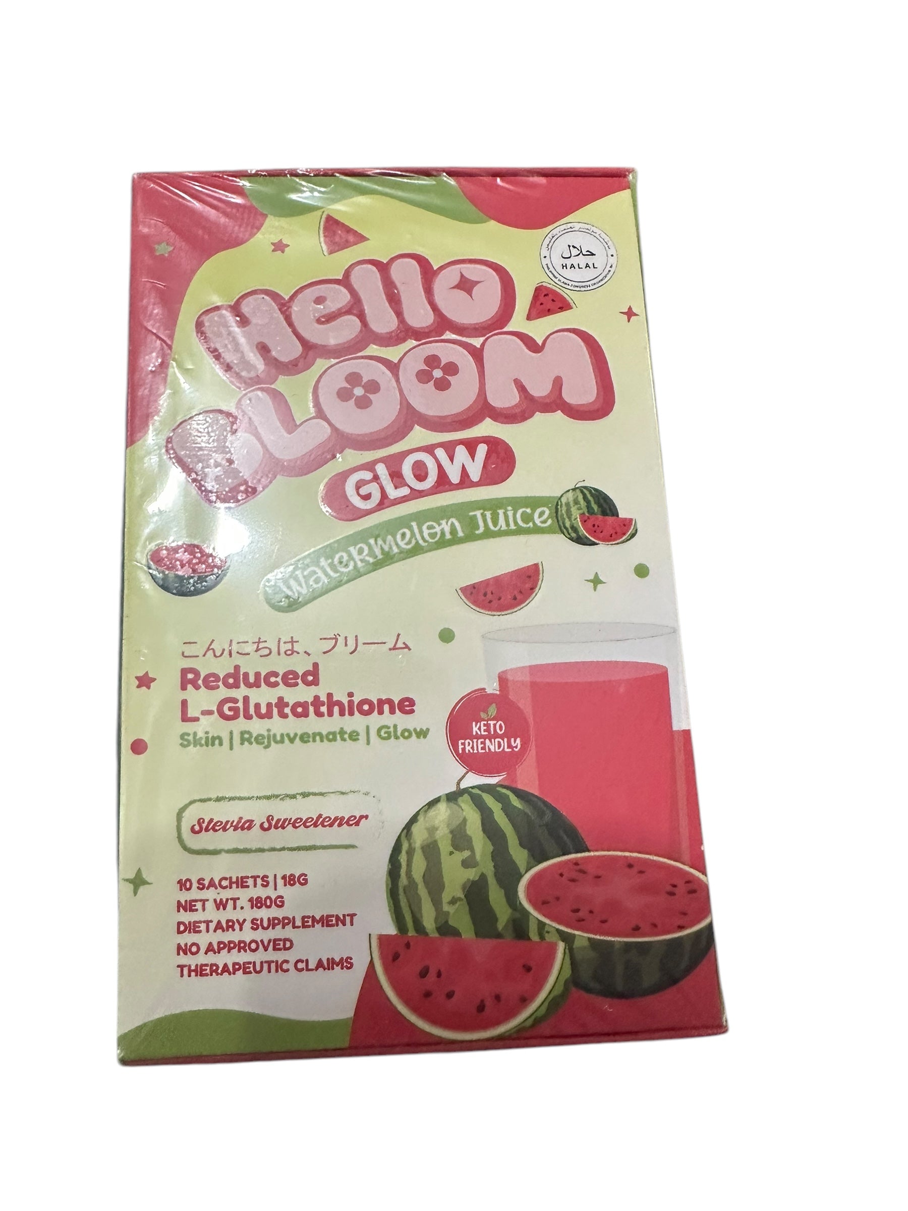 Hello Bloom Gleam, Glow Glam Beauty & Weight Management Drink Powdered Mix 10 Sachets in a Box glow watermelon juice debsline.co