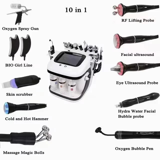 2025  Newest 11 In 1 H2o2 Aqua Peeling Lift Skin Bubble Moisturizer Oxygen Hydrofacial Machine, Skin Care Cleansing Facials