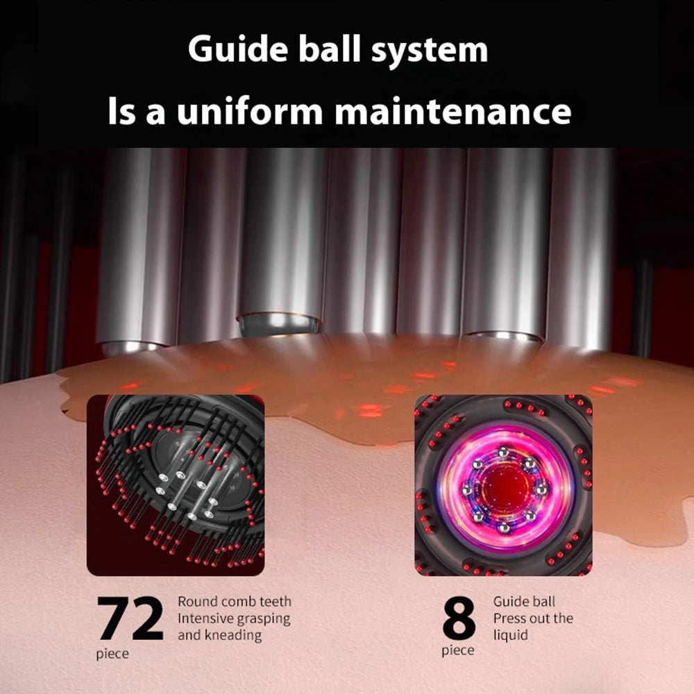 Massage device with text about guide ball system and maintenance
