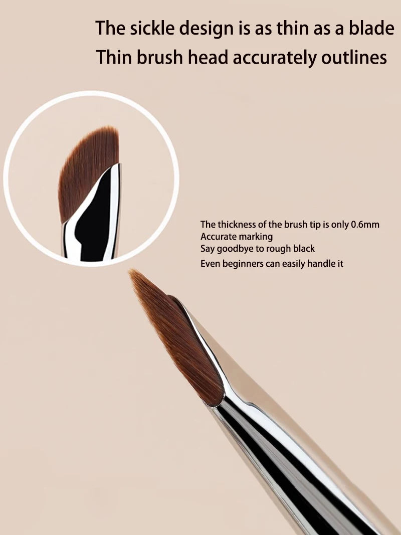 Precision Sickle Eyeliner Brush – Angled Detail Brush for Eyes & Brows