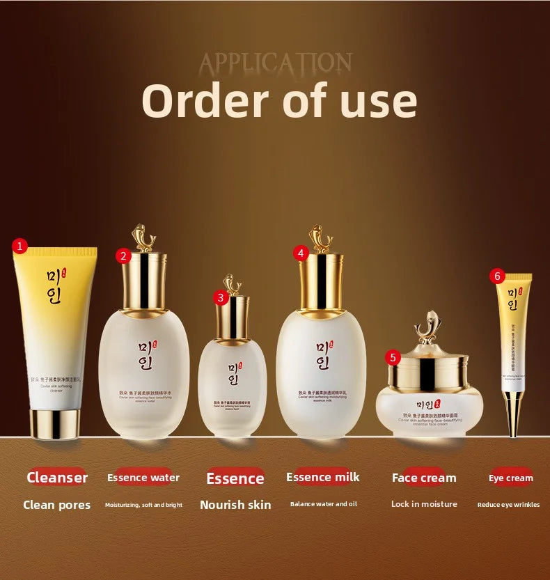 Caviar Moisturizing Anti-Wrinkle Skincare Set - Firming, Lifting Hydrating Face Kit for All Skin Types Beauty care product order of use