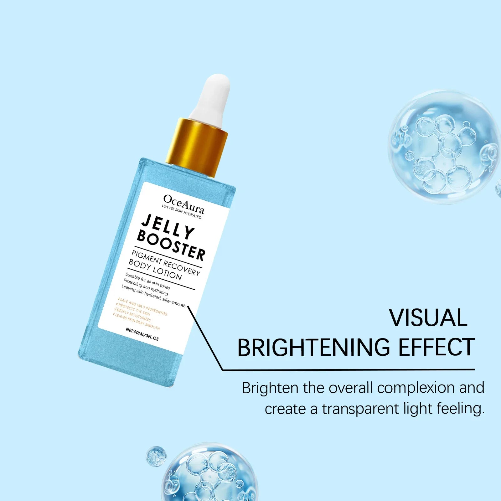OceAura Jelly Booster bottle with text on a light blue background