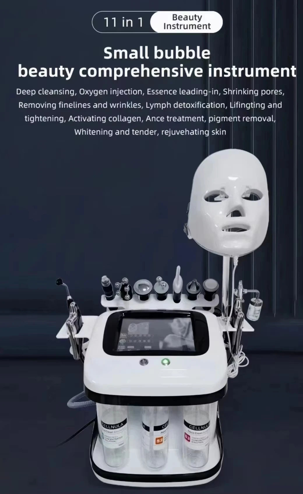 2025  Newest 11 In 1 H2o2 Aqua Peeling Lift Skin Bubble Moisturizer Oxygen Hydrofacial Machine, Skin Care Cleansing Facials
