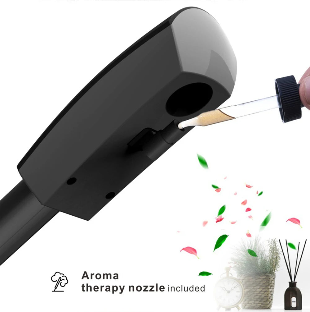 Black aroma therapy diffuser with a nozzle on a white background