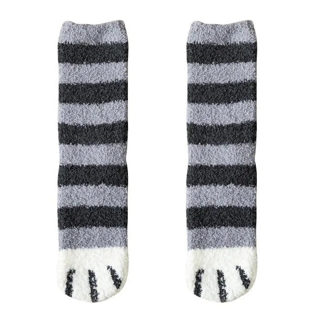 Kawaii 3D Animal Paw Fleece Socks - Cozy Home & Sleep Socks for Women