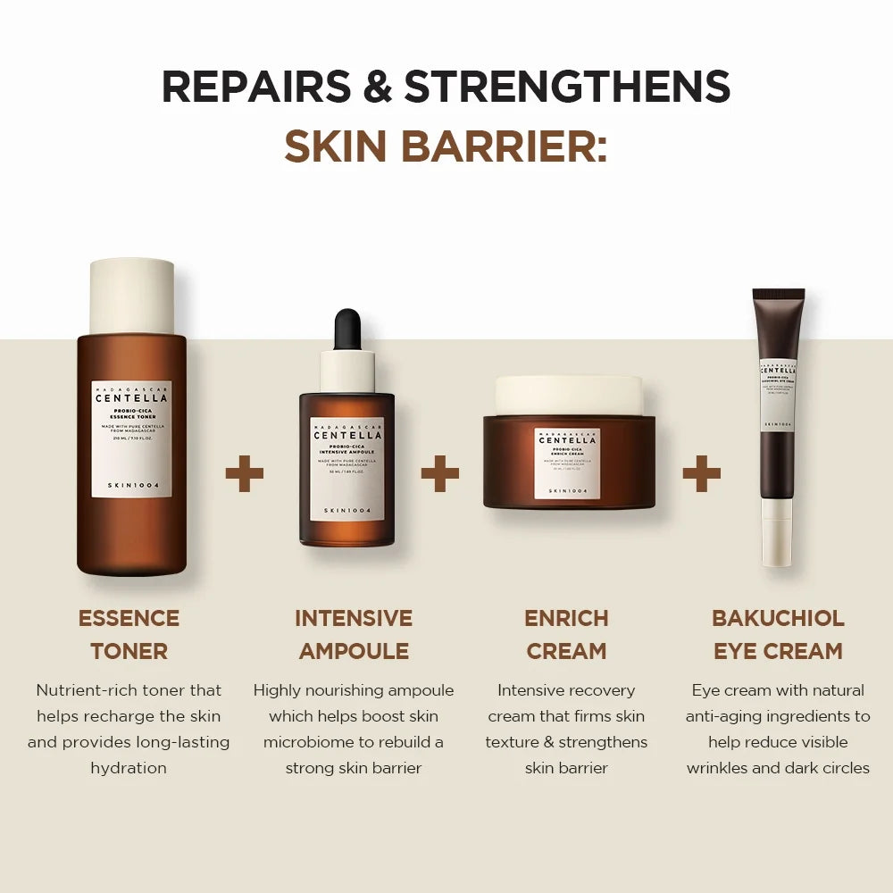 Korean SKIN1004 Magadascar Centella Skincare Serum Facial Retinol Eye Cream Probio-CICA Essence Toner Face Cream Original Set repairs and strengthensw skin barrier