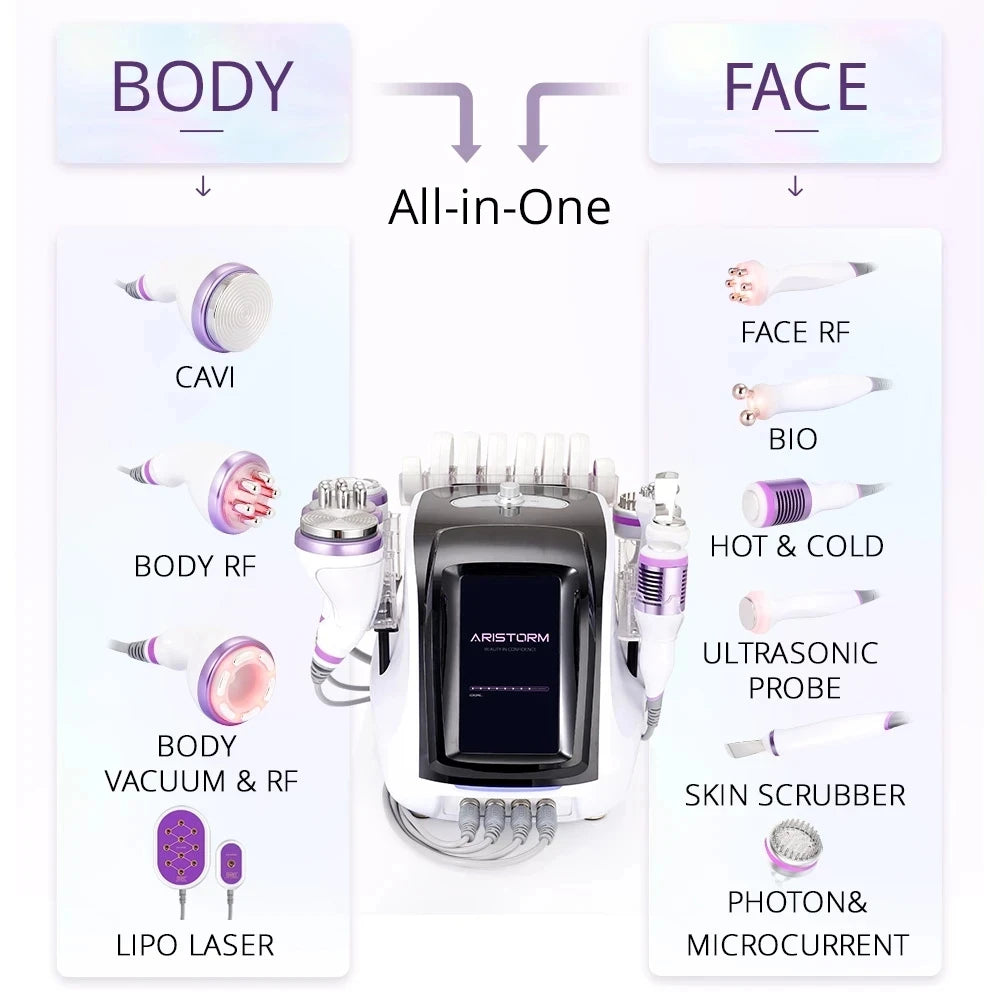 Professional 10-in-1 Ultrasonic Cavitation & RF Beauty Machine