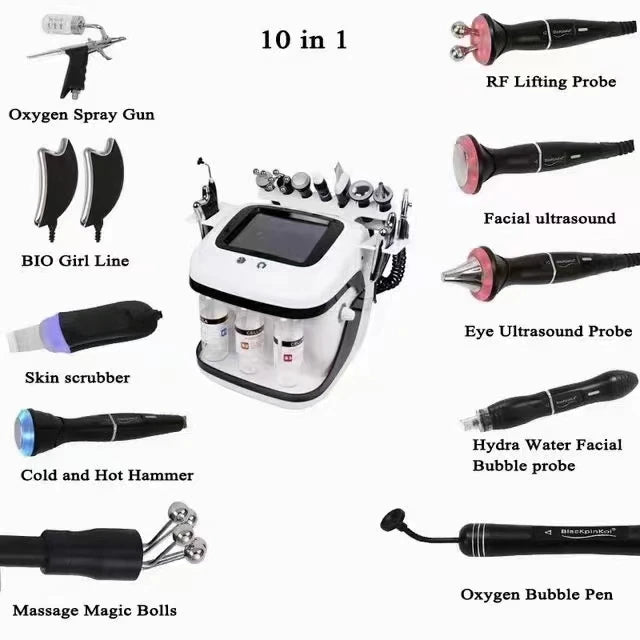 2025  Newest 11 In 1 H2o2 Aqua Peeling Lift Skin Bubble Moisturizer Oxygen Hydrofacial Machine, Skin Care Cleansing Facials