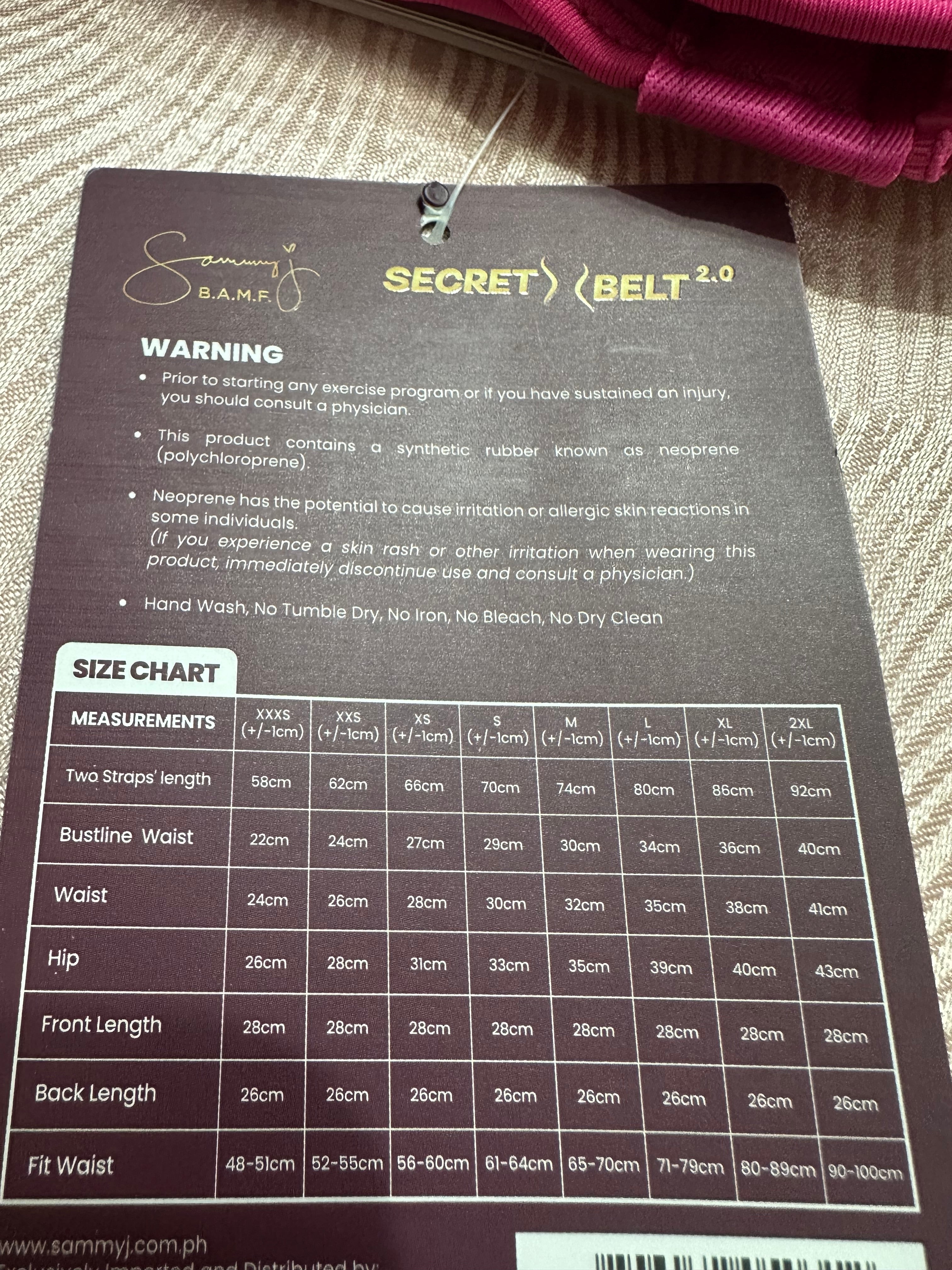 Sammy J measurement details 2.0 body shaper waist trainer corset 