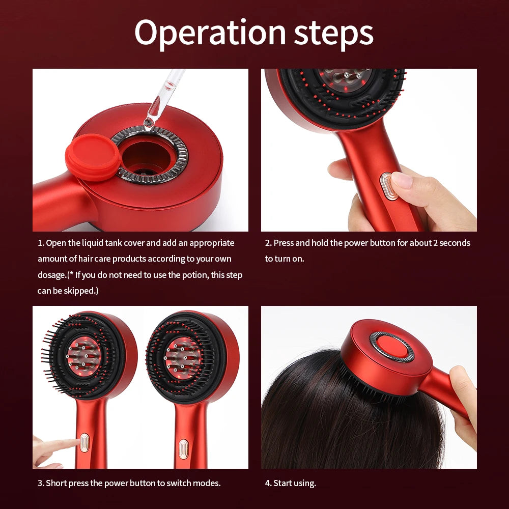 Electric Hair Growth Comb Red Light Scalp Massage Brush Hair Oil Applicator for Hair Care And Massage