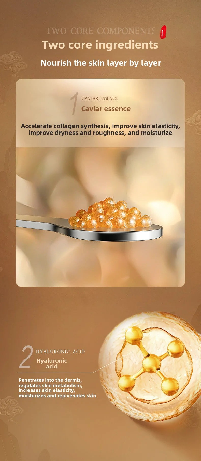 Caviar Moisturizing Anti-Wrinkle Skincare Set - Firming, Lifting Hydrating Face Kit for All Skin Types Beauty care product ingredients