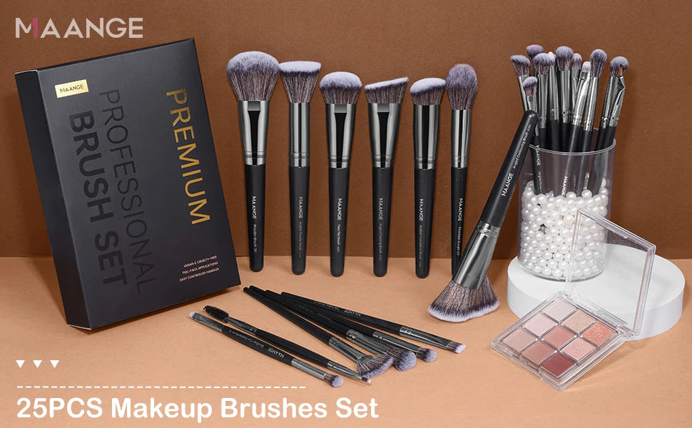MAANGE 25-Piece Professional Makeup Brush Set – Complete Face & Eye Collection