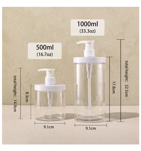 PET Lotion Pump Bottle Large Capacity Empty Shampoo Sub-bottling Plastic Pump Head Shower Cosmetic Container Travel Accessories