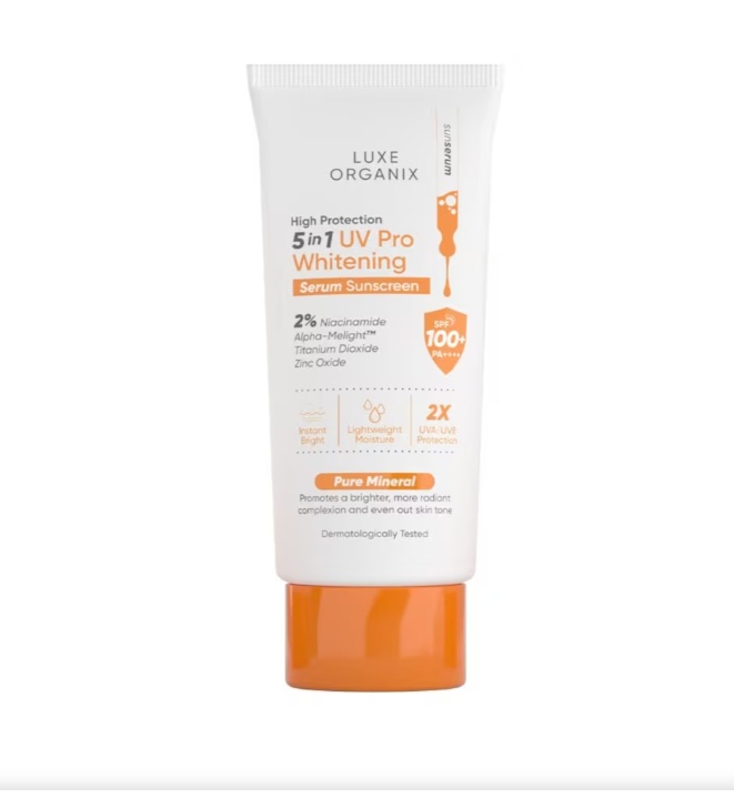 Back of Luxe Organix 5-in-1 UV Pro Serum Sunscreen Orange 40g