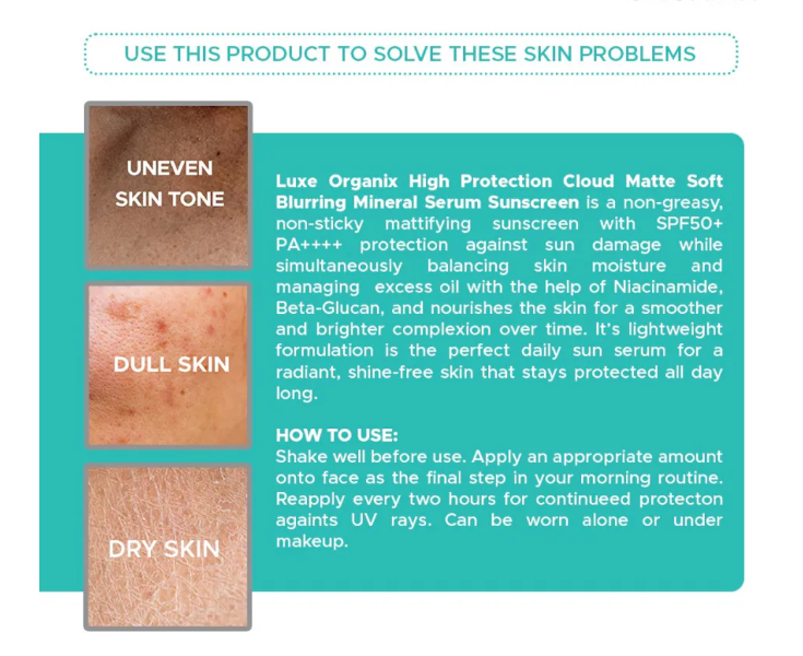 Luxe Organix Zero Shine Invisible Screen Daily Sun Stick 14g