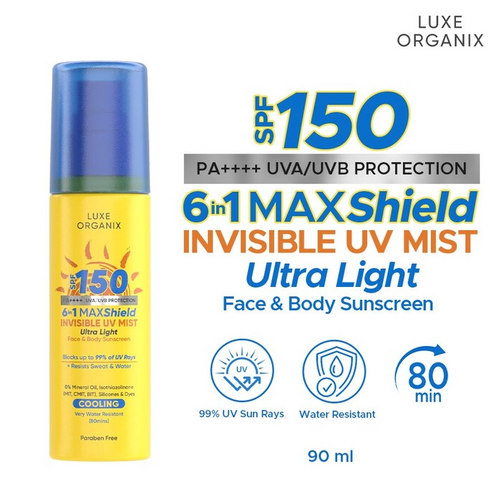Luxe Organix Sunscreen Range SPF50+–150+ | Face, Body & UV Mist