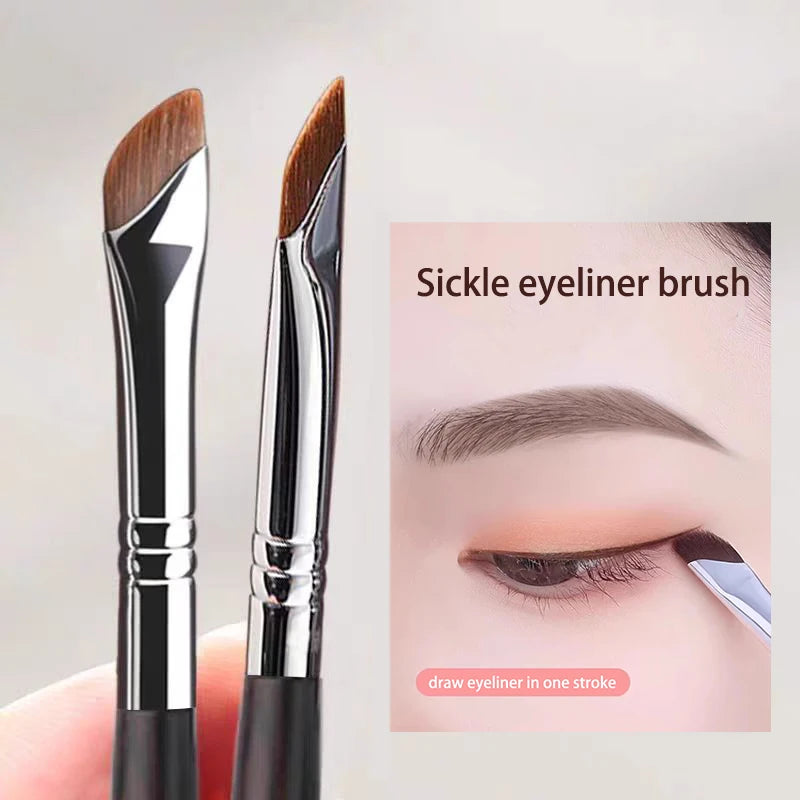Precision Sickle Eyeliner Brush – Angled Detail Brush for Eyes & Brows