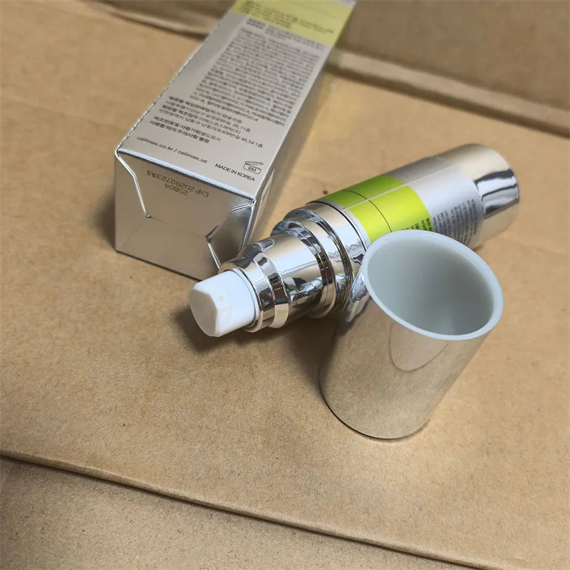 Skincare product with packaging on a cardboard surface