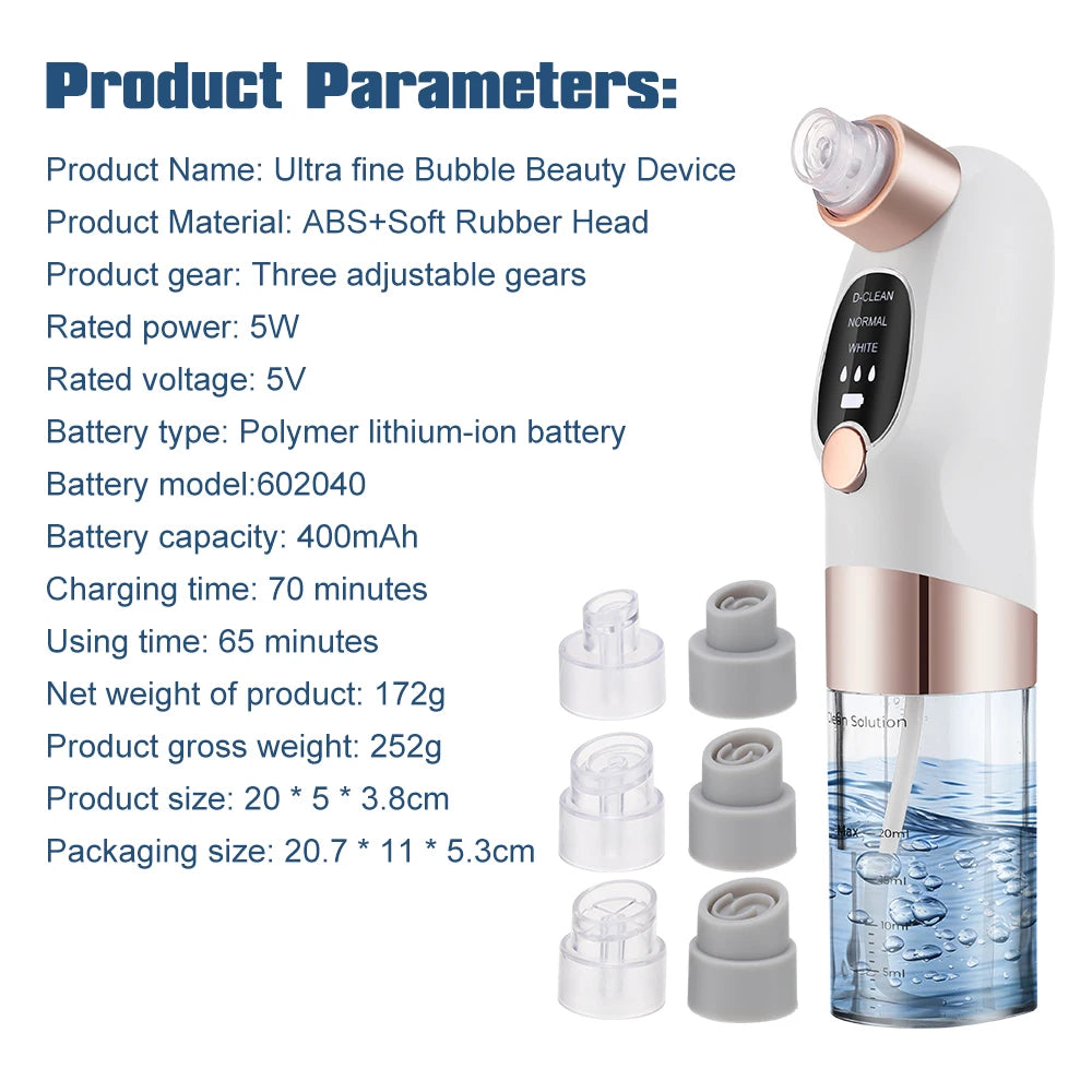 Facial Blackhead Removal Vacuum Face Cleaner Electric Hydra Dermabrasion Hydro Skin Deep Clean Care Anti Aging Beauty Machine