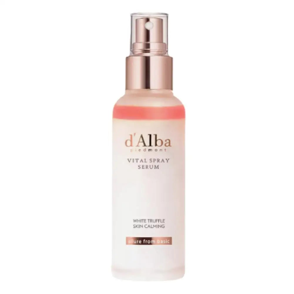 d'Alba vital spray serum bottle on a white background