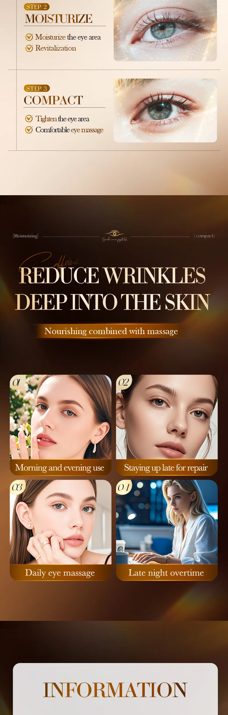 Snake Venom Eye Cream with Roller Ball – Anti-Wrinkle & Caffeine Eye Serum