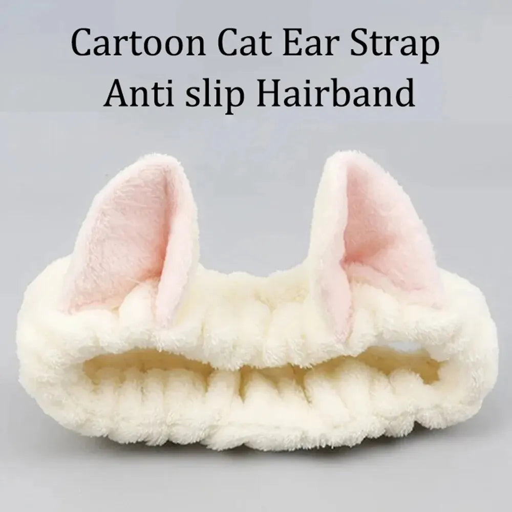 Cartoon cat ear strap anti-slip hairband on a gray background