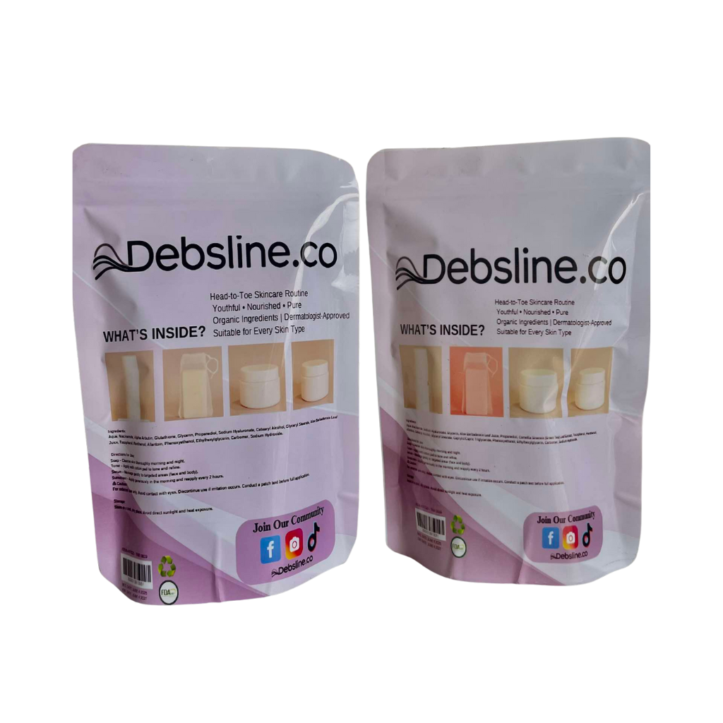 Two Debsline.co product packages on a white background