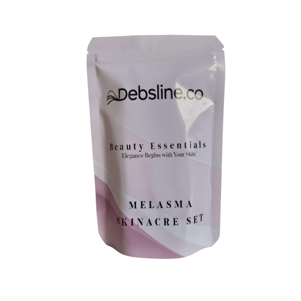 Debsline.co beauty essentials packaging on a white background