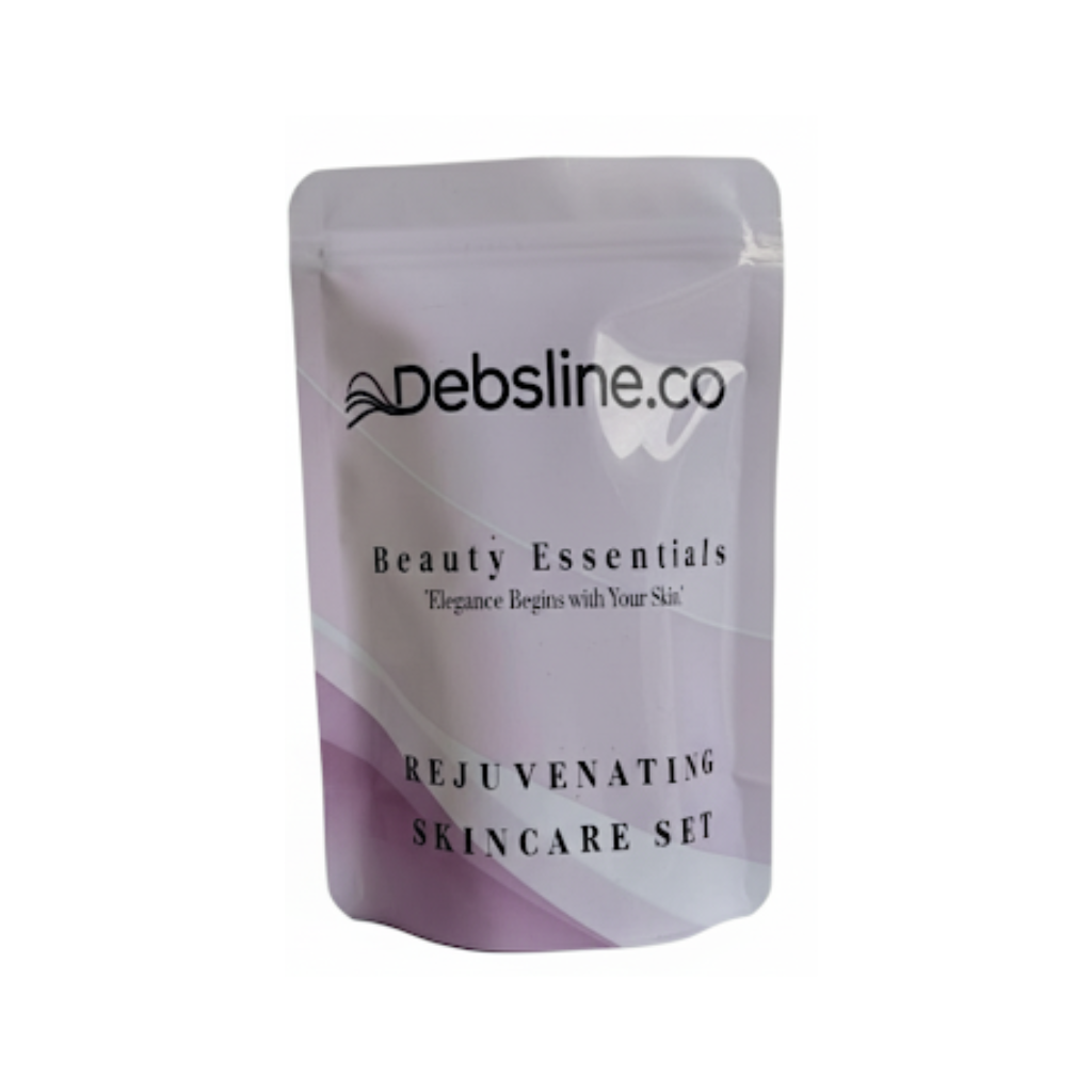 Debsline.co skincare set packaging on a white background
