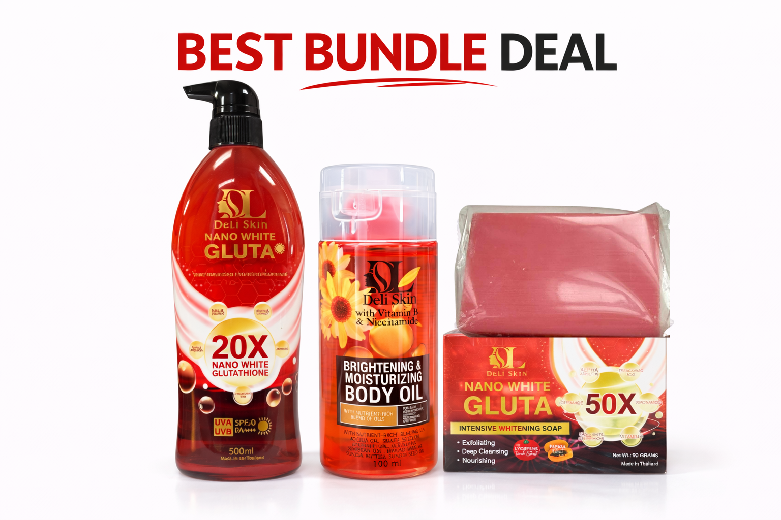 Deli Skin Complete Radiance Bundle - 3-Piece Nano Gluta Set