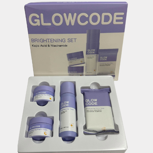 GLOWCODE Brightening Skincare Set Kojic Acid Niacinamide Soap Toner Creams