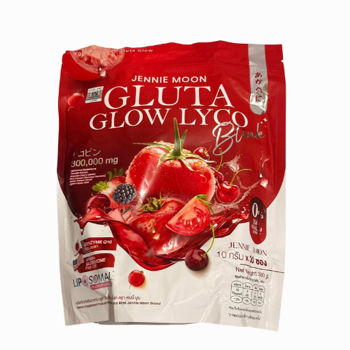 Front of Jennie Moon Gluta Glow Lyco powdered drink supplement pouch