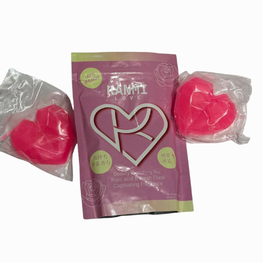 Pink and brown KAMMI Love Bar soap pouches together