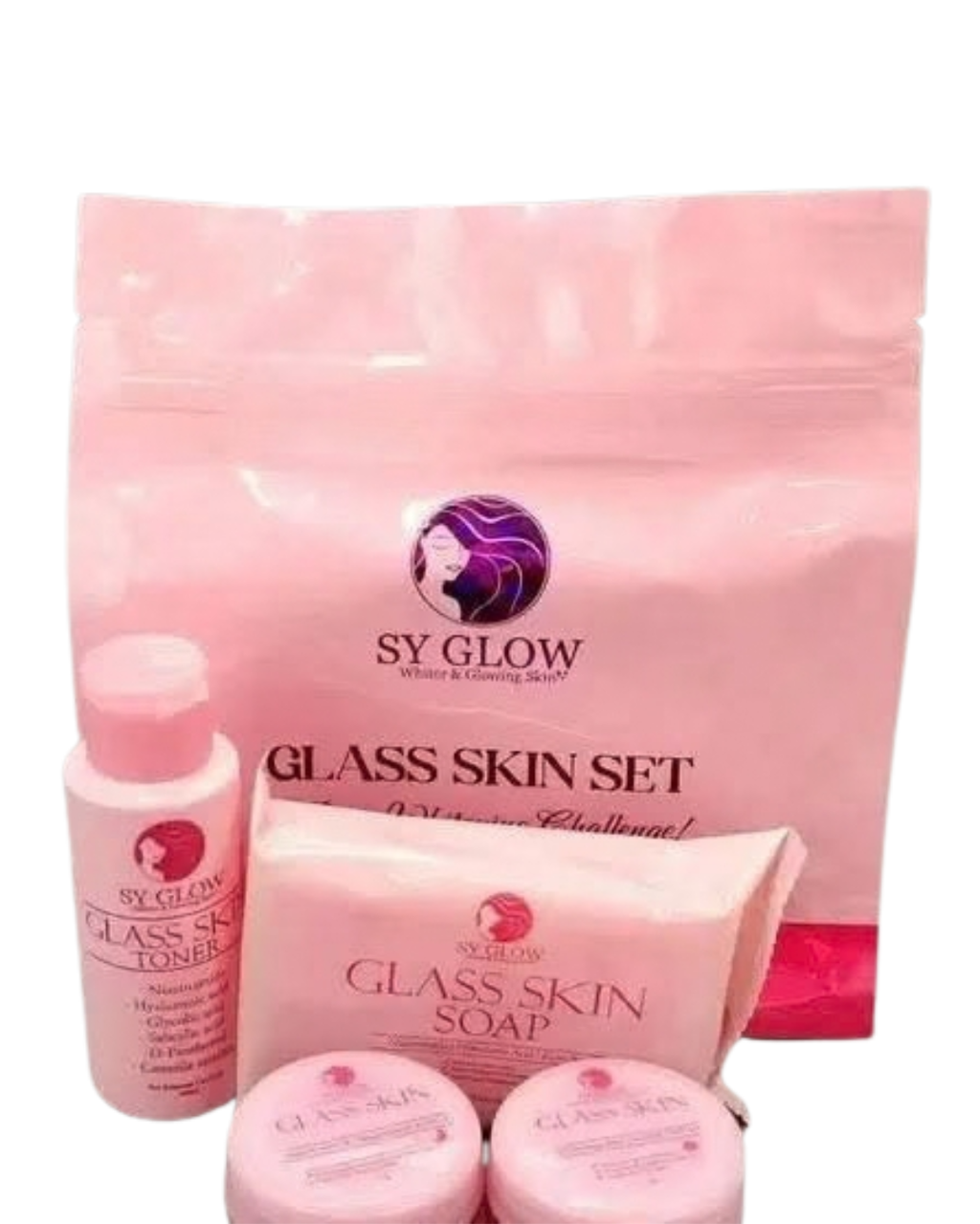 SY GLOW GLASS SKIN SET Aufhellende Nachtcreme Tagescreme Toner Gesichts- und Körperseife