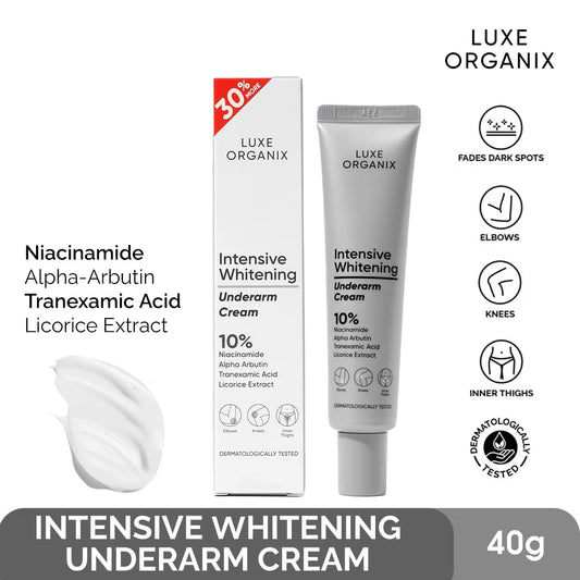 Luxe Organix Intensive Whitening Underarm Cream packaging on a white background