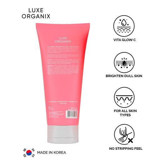 Luxe Organix Power Glow Serum Vita Glow C Whip Cleanser 150g debsline.co